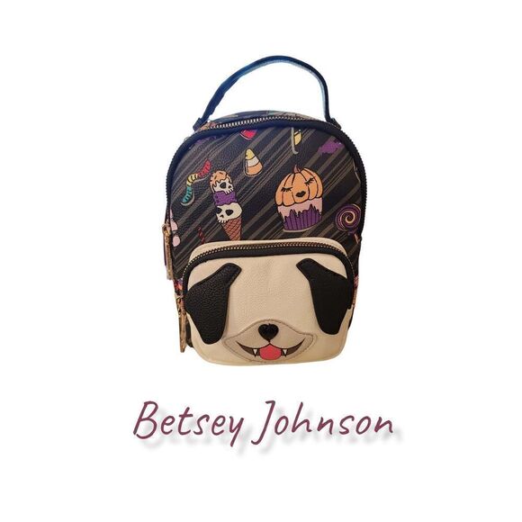 Betsey Johnson  small backpack dog face with Halloween print - Picture 1 of 8